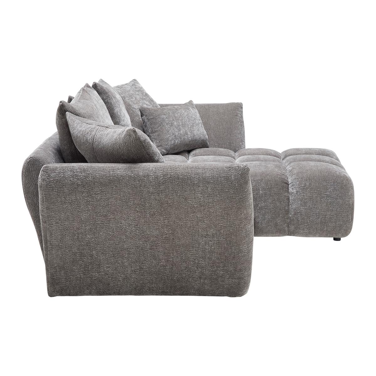 Univerzálna sedačka CAMMELLIO, sivá ženilka, so 7 vankúšmi - čierna/sivá, Modern, textil (296/189cm) - Mömax