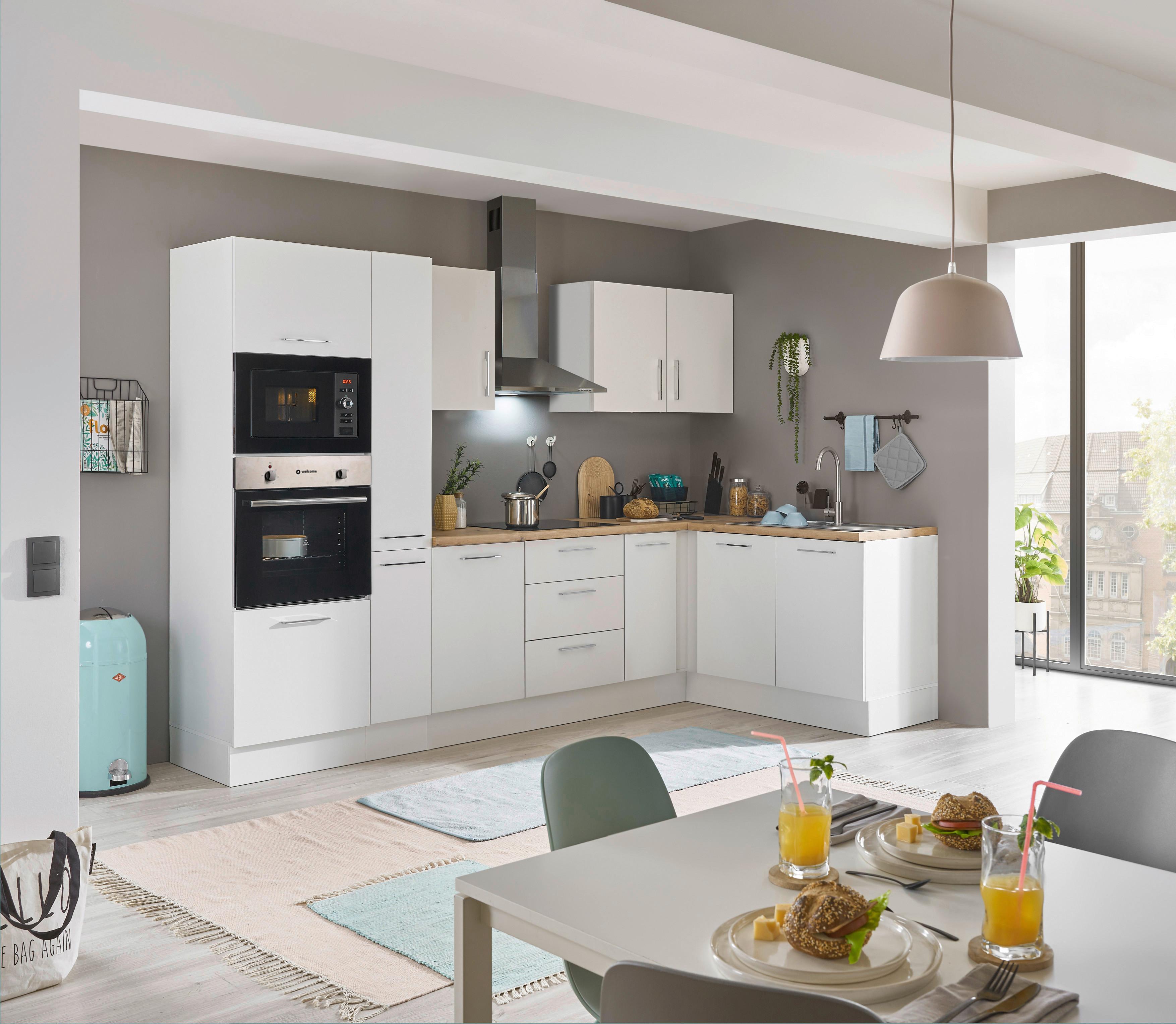 Eckküche Turin Weiß/Eiche Dekor 300x165 cm - Weiß/Eiche Artisan, Basics, Holzwerkstoff (300/165cm) - MID.YOU