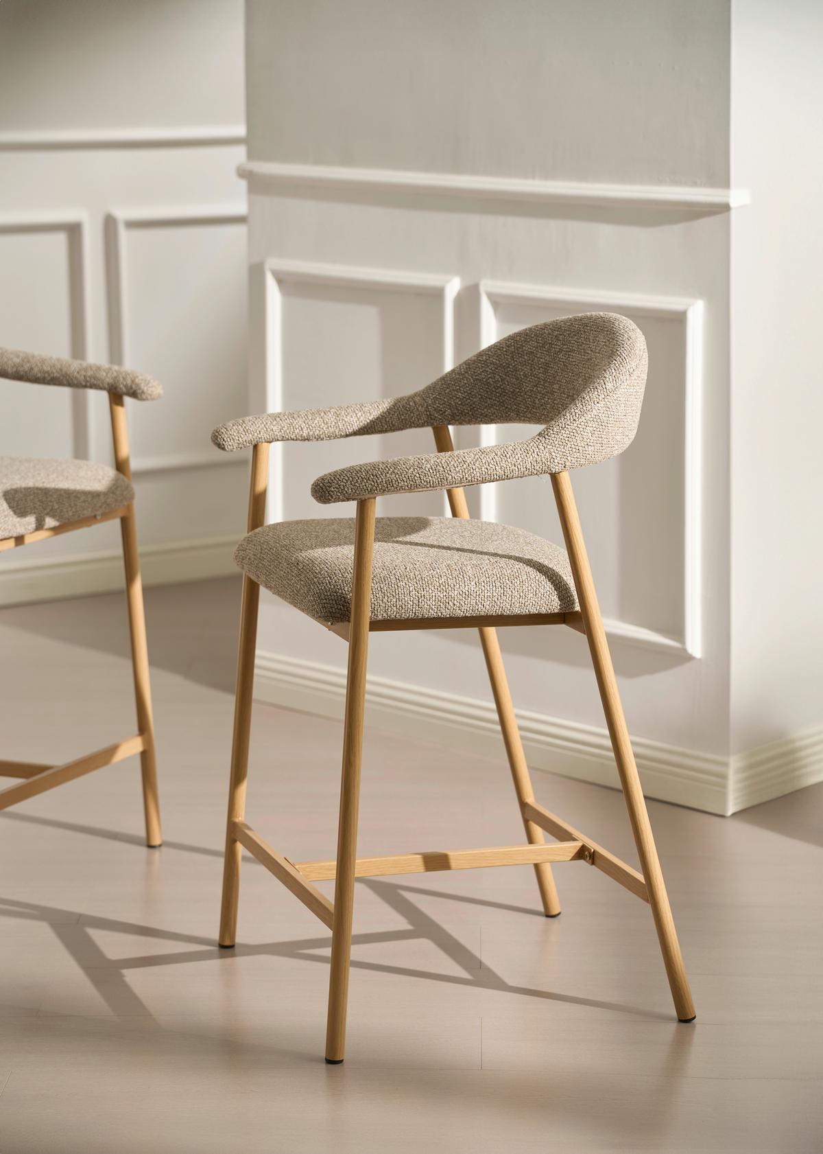 Barhocker Boucle Taupe/Eichefarben B: 54 cm - Taupe/Eichefarben, MODERN, Holz/Textil (54/94,5/54,5cm) - Livetastic