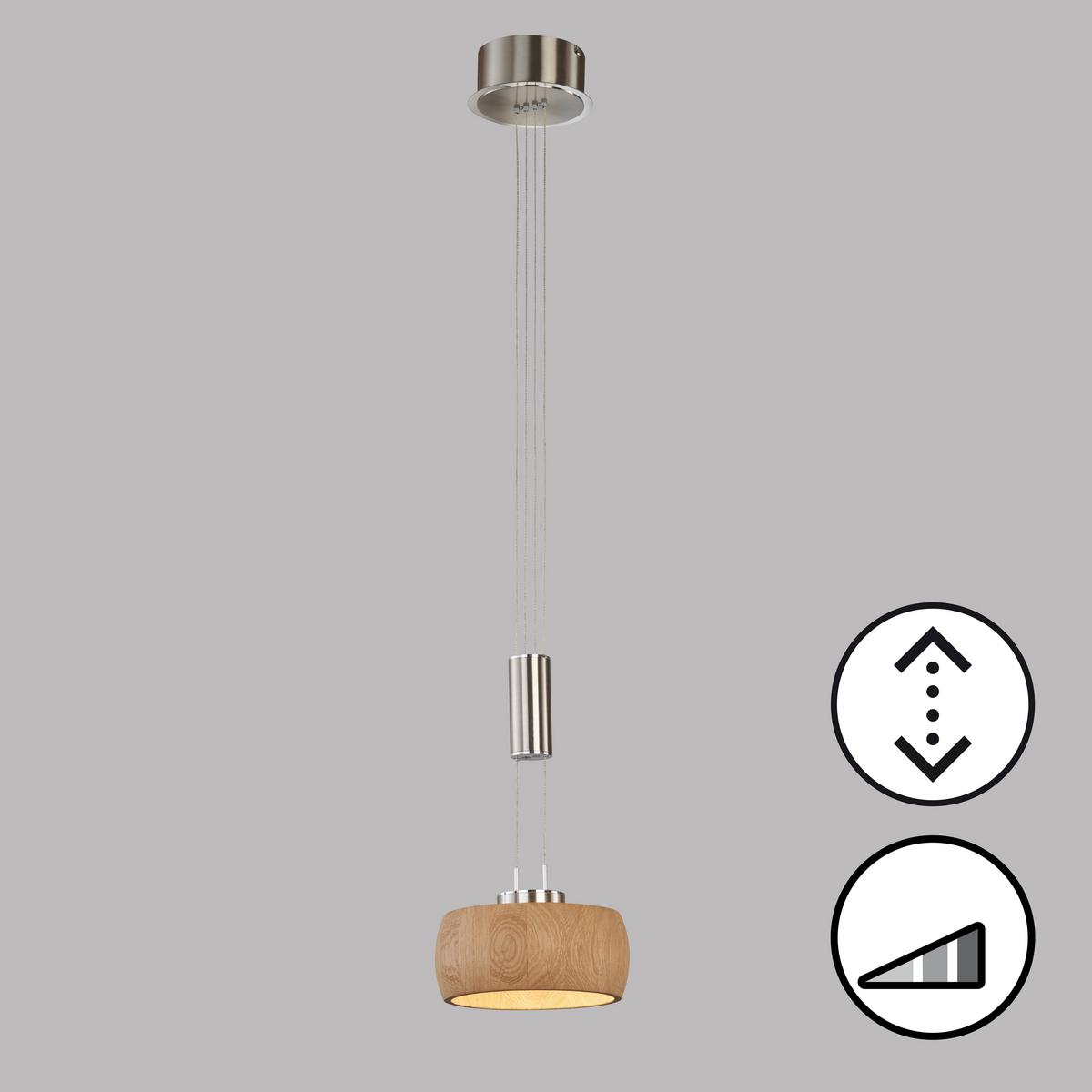 Led-hängeleuchte 61075 Shine-Wood - Chromfarben/Naturfarben, Natur, Holz/Metall (21/100cm) - Fischer & Honsel