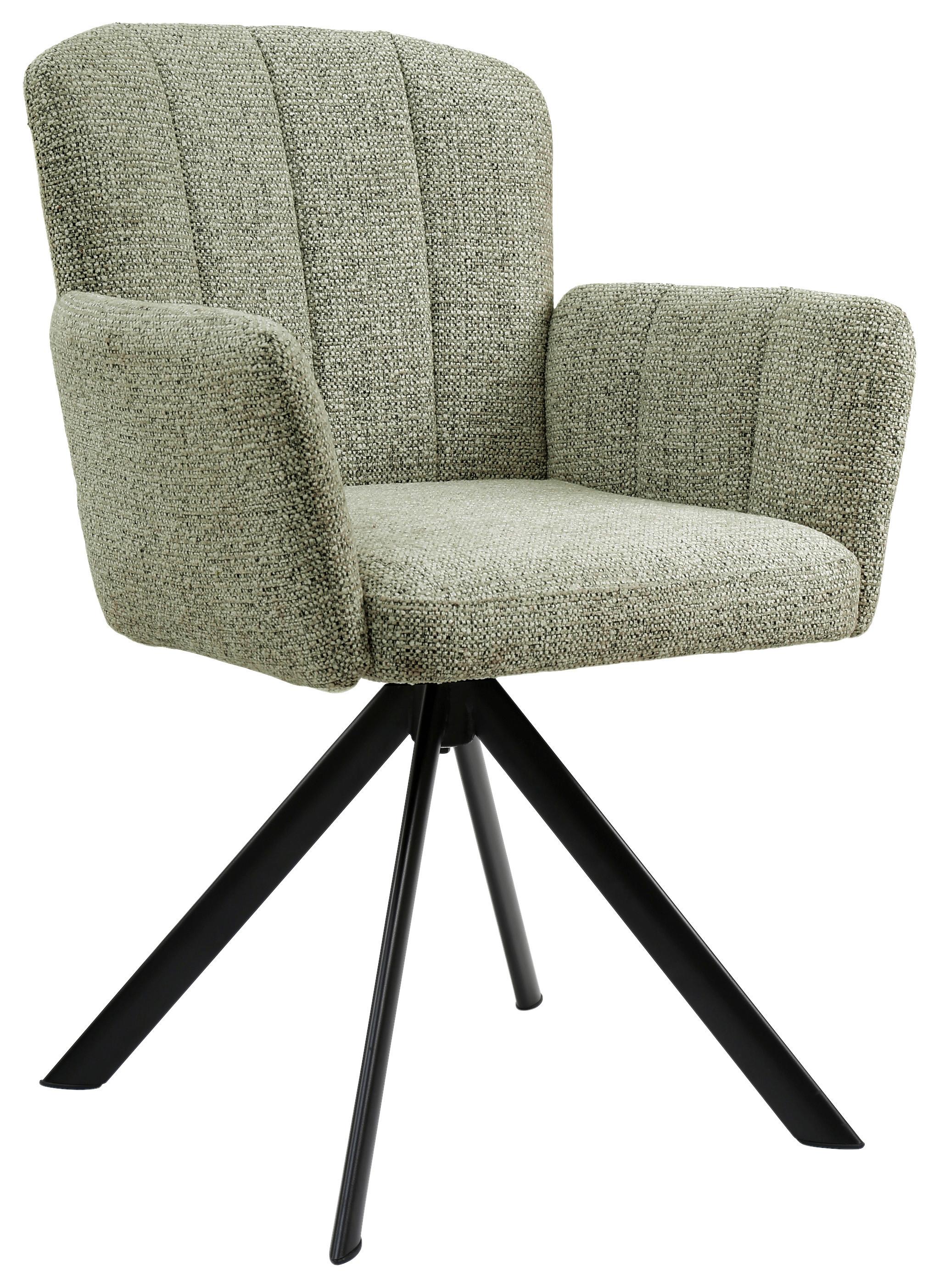 Otočná stolička s podrúčkami NORA zelená - čierna/zelená, Modern, kov/drevo (61/87/65cm) - Premium Living