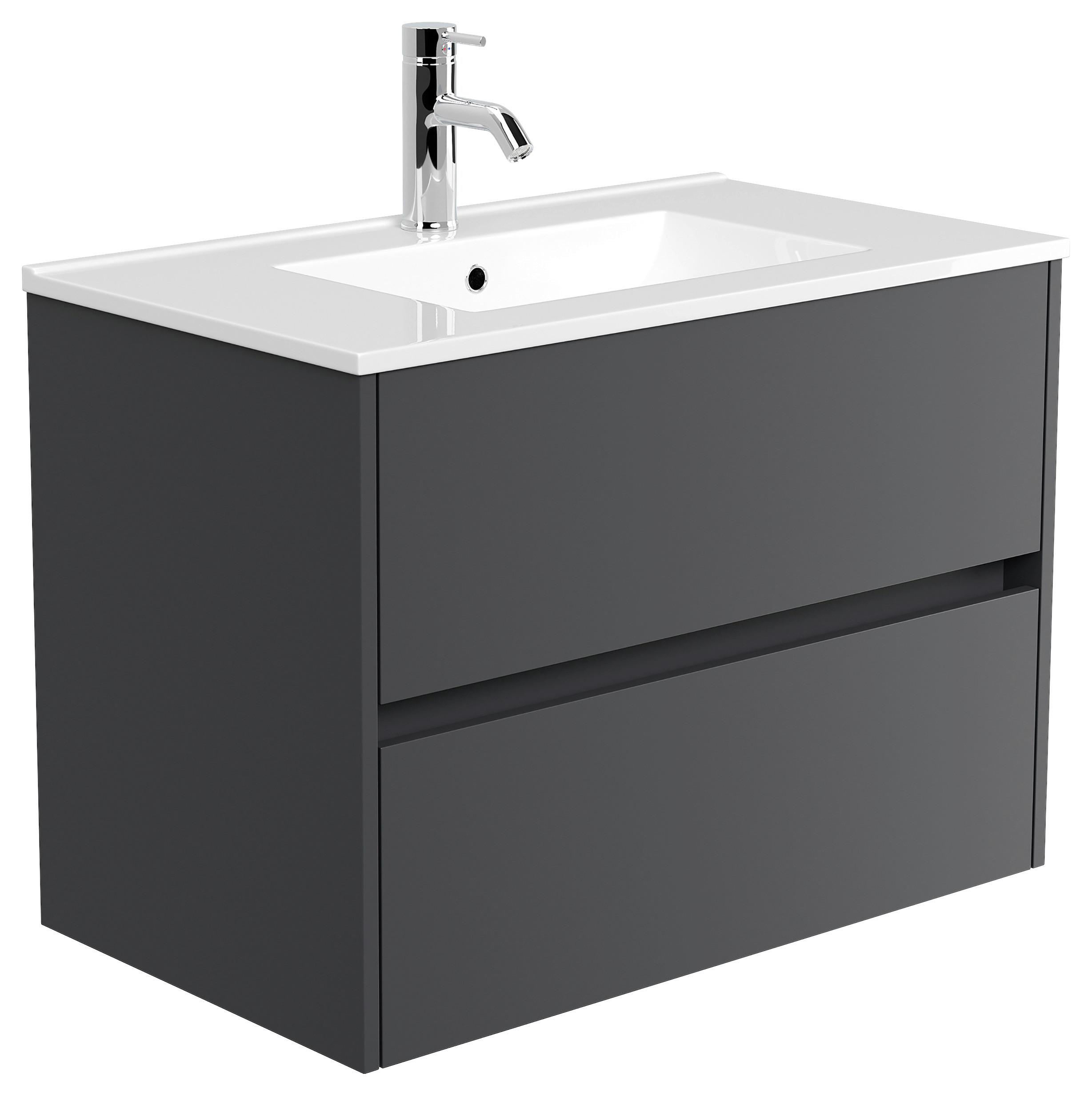 Waschtischkombi Limes Graphitfarben B: 81 cm - Graphitfarben/Weiß, MODERN, Keramik/Holzwerkstoff (81/58,7/46,5cm) - MID.YOU