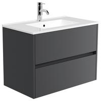 Waschtischkombi Limes Graphitfarben B: 81 cm - Graphitfarben/Weiß, MODERN, Keramik/Holzwerkstoff (81/58,7/46,5cm) - MID.YOU