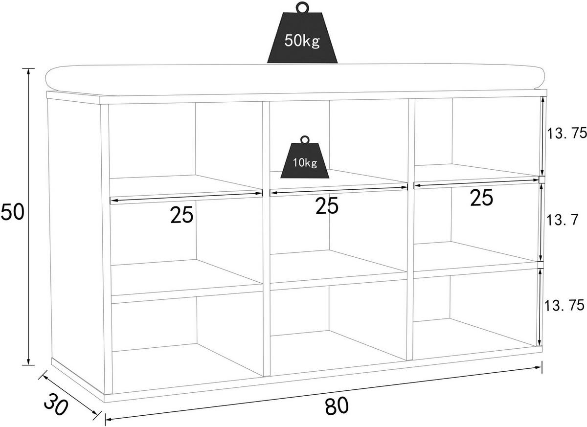 Schuhregal Hinsol Sonoma Eiche, 80 cm - Sonoma Eiche, Design, Holzwerkstoff (80/50/30cm) - MID.YOU