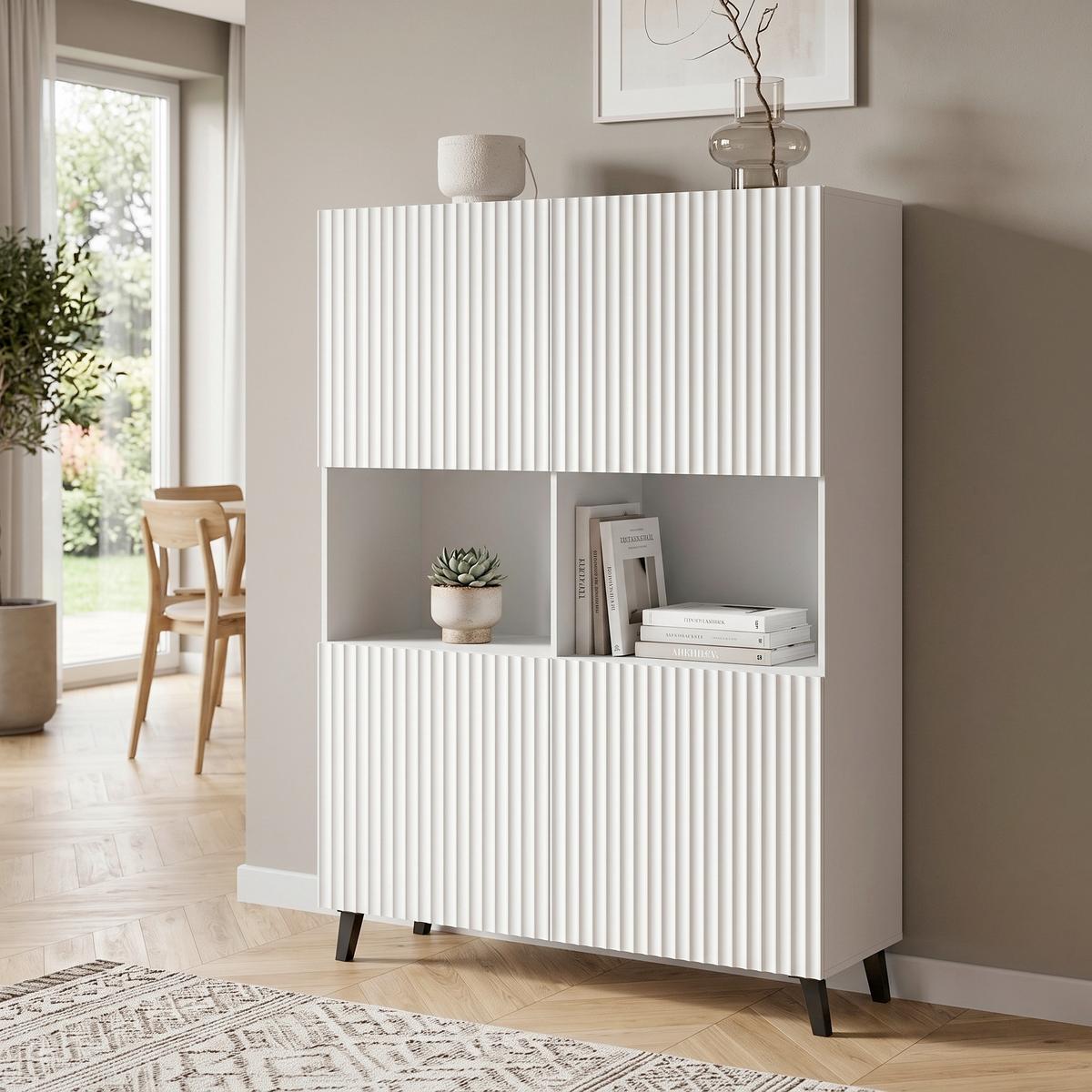 Vysoká komoda PHUKET š: 120 cm - čierna/biela, Design, kompozitné drevo (120/172/39cm) - Livetastic