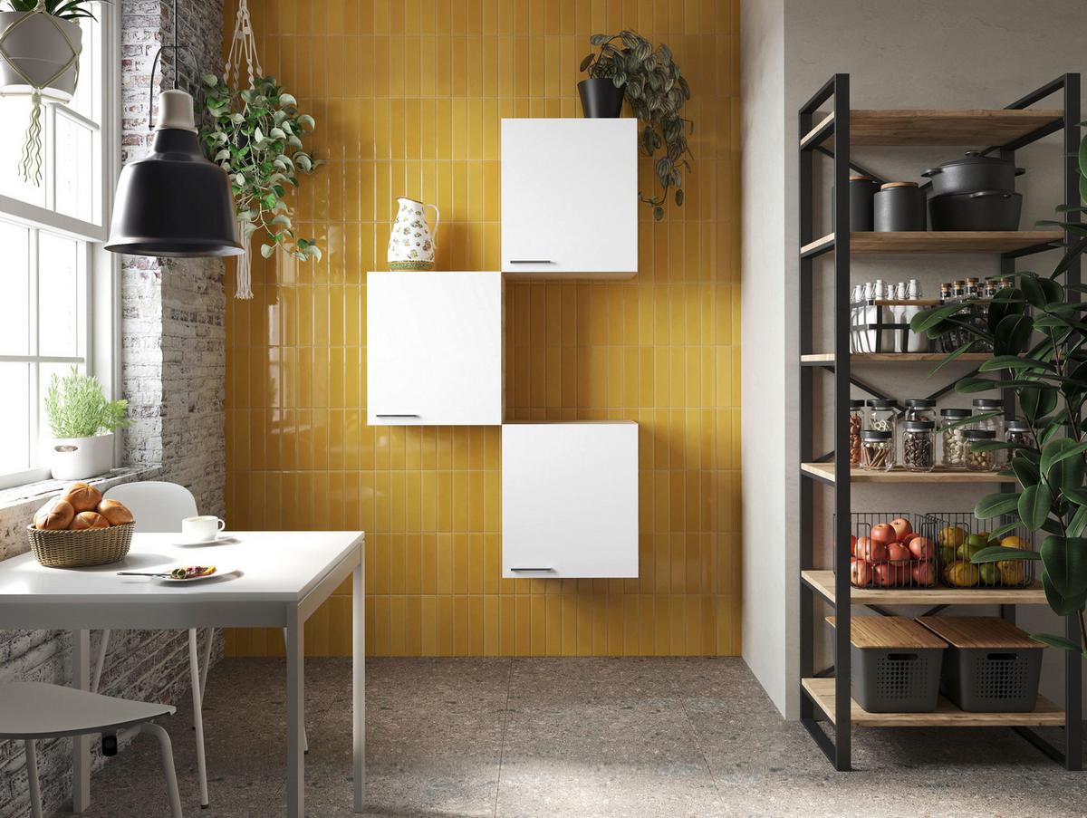 Küchenoberschrank Merle Weiß/Eiche Dekor B:100cm - Eichefarben/Weiß, Basics, Holzwerkstoff (100/168,3/34,6cm) - Respekta