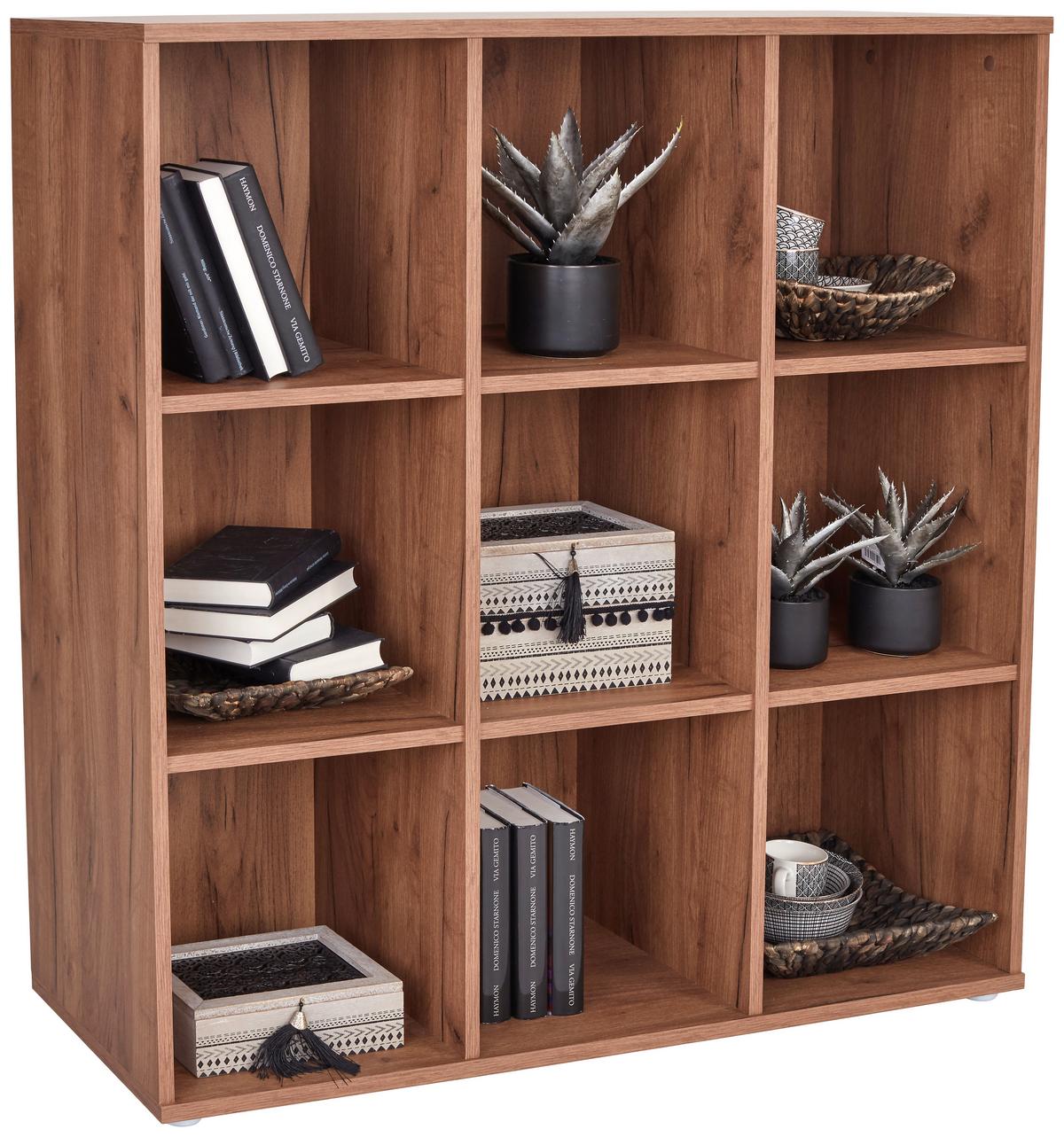 Regal Carlo CLR02 B 105,5cm, Eiche Dekor - Eichefarben/Grau, MODERN, Holzwerkstoff (105,5/107,3/35,5cm)