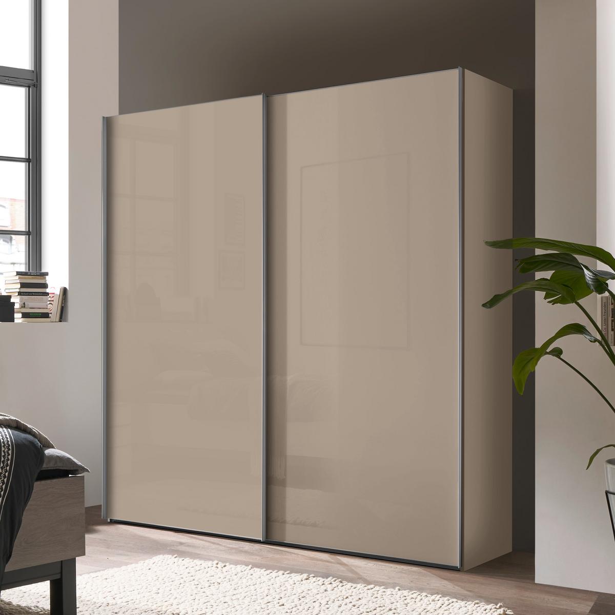 Šatníková skriňa LUMOS, šírka 200 cm - piesková/hliníková, Konventionell, kov/kompozitné drevo (200/222/68cm)