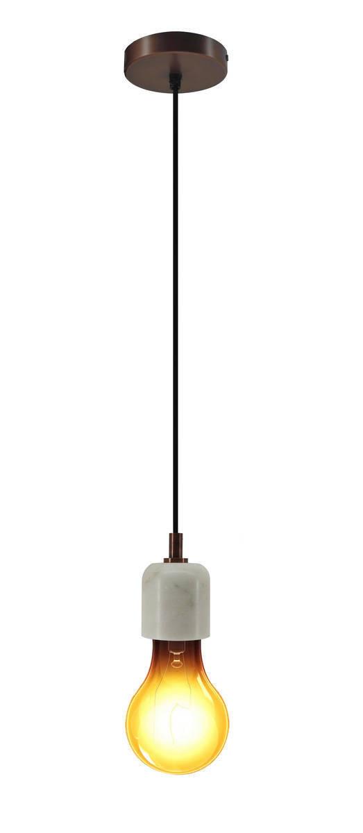 Hängeleuchte Sigma H: 36 cm 1-Flammig Naturstein - Weiß, Trend, Stein/Metall (10,5/10,5/36cm) - Kayoom