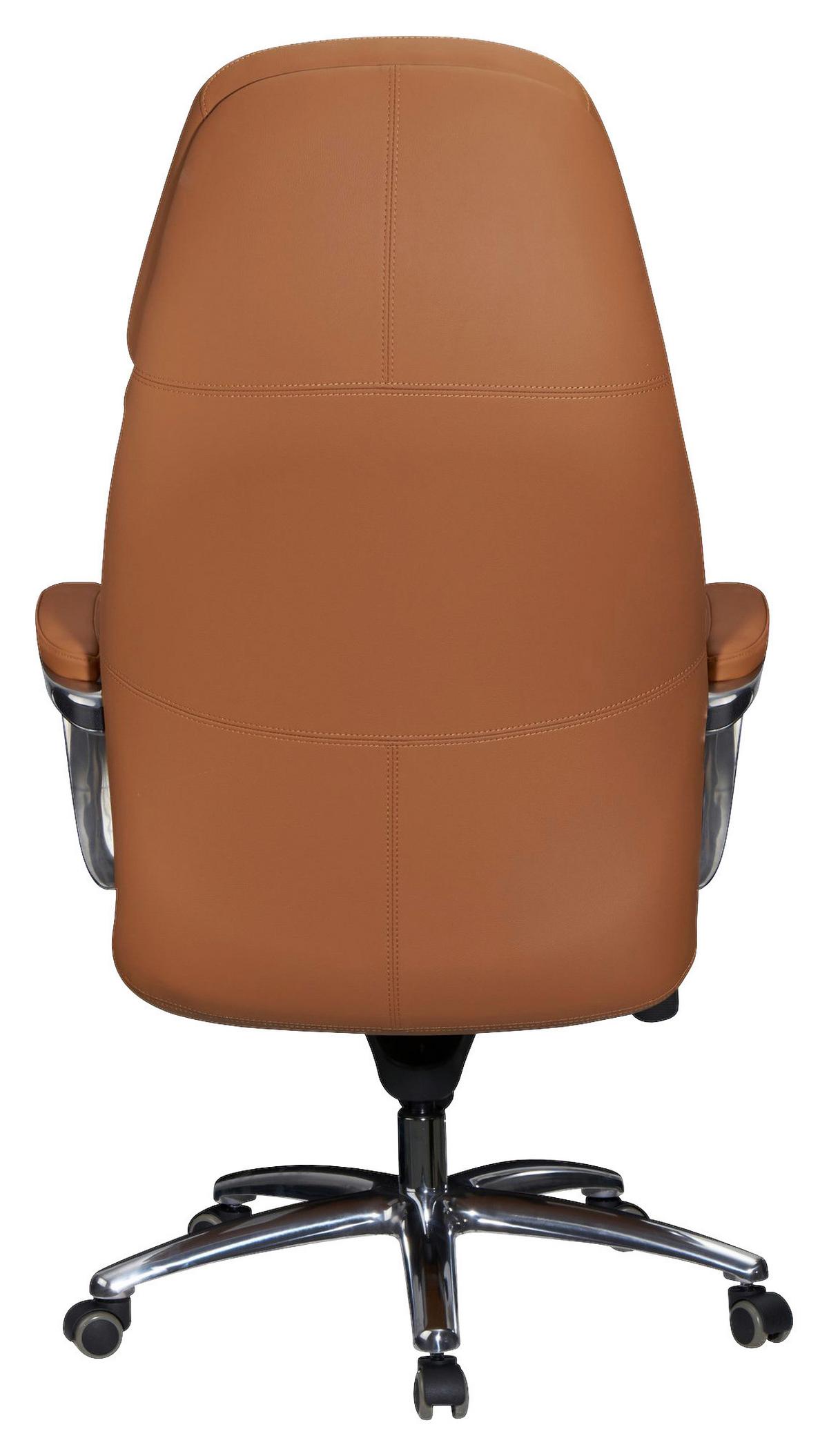 Chefsessel Amstyle Mit Armstützen Hellbraun Leder - Hellbraun/Alufarben, MODERN, Leder/Kunststoff (67/140/67cm) - MID.YOU