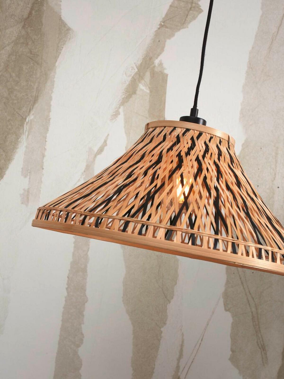 Hängeleuchte Tahiti/h45/bn - Schwarz/Naturfarben, Trend, Holz (45/45/20cm) - Good & Mojo