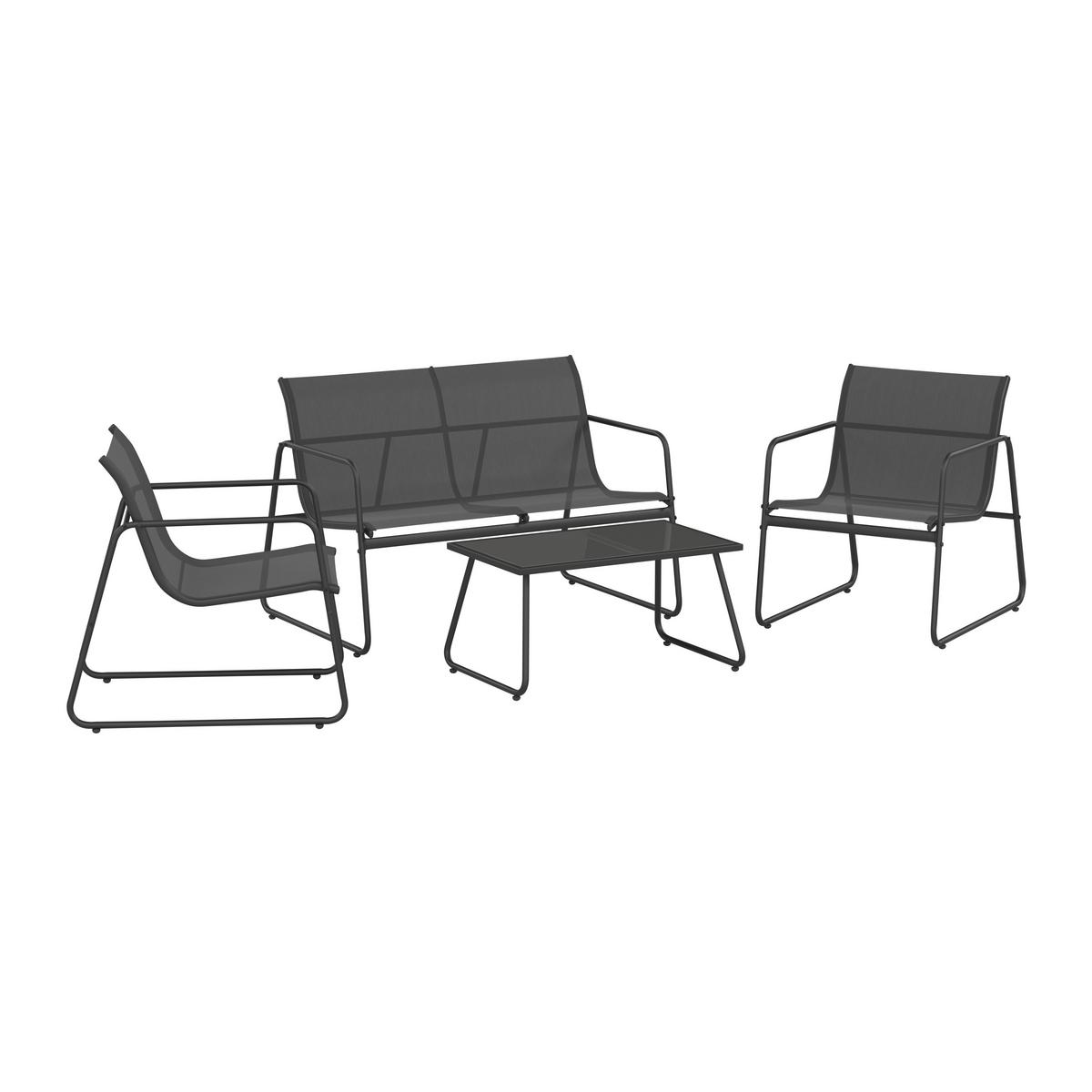 Loungegarnitur Porec - Grau, MODERN, Glas/Textil - Luca Bessoni