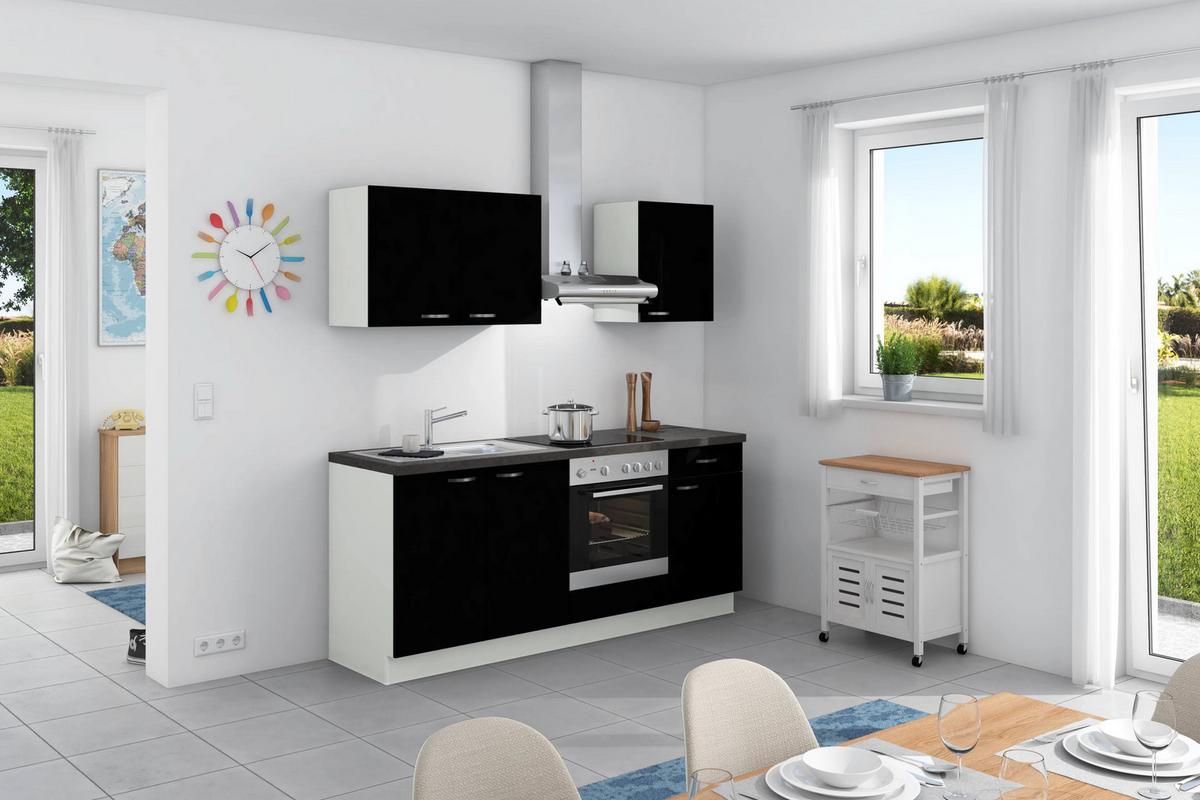 Küchenzeile Clean Ohne Geräte Ohne Geräte B: 200 Cm - Anthrazit/Schwarz, Design, Holzwerkstoff (200cm) - Express