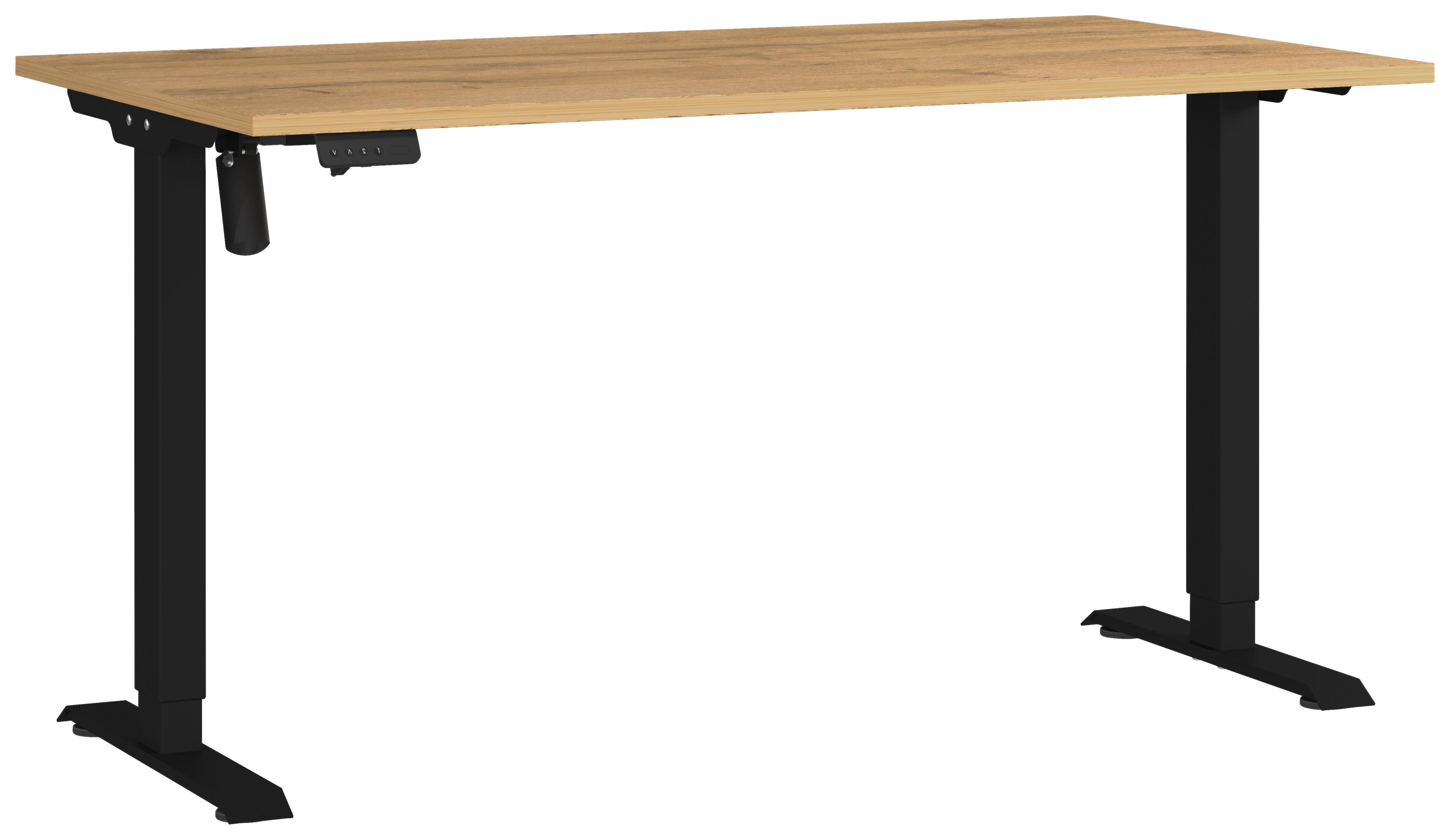 Schreibtisch Profi Schwarz/Eiche Dekor L: 140cm - Eichefarben/Schwarz, MODERN, Holzwerkstoff/Metall (140/80/71-119cm) - Germania