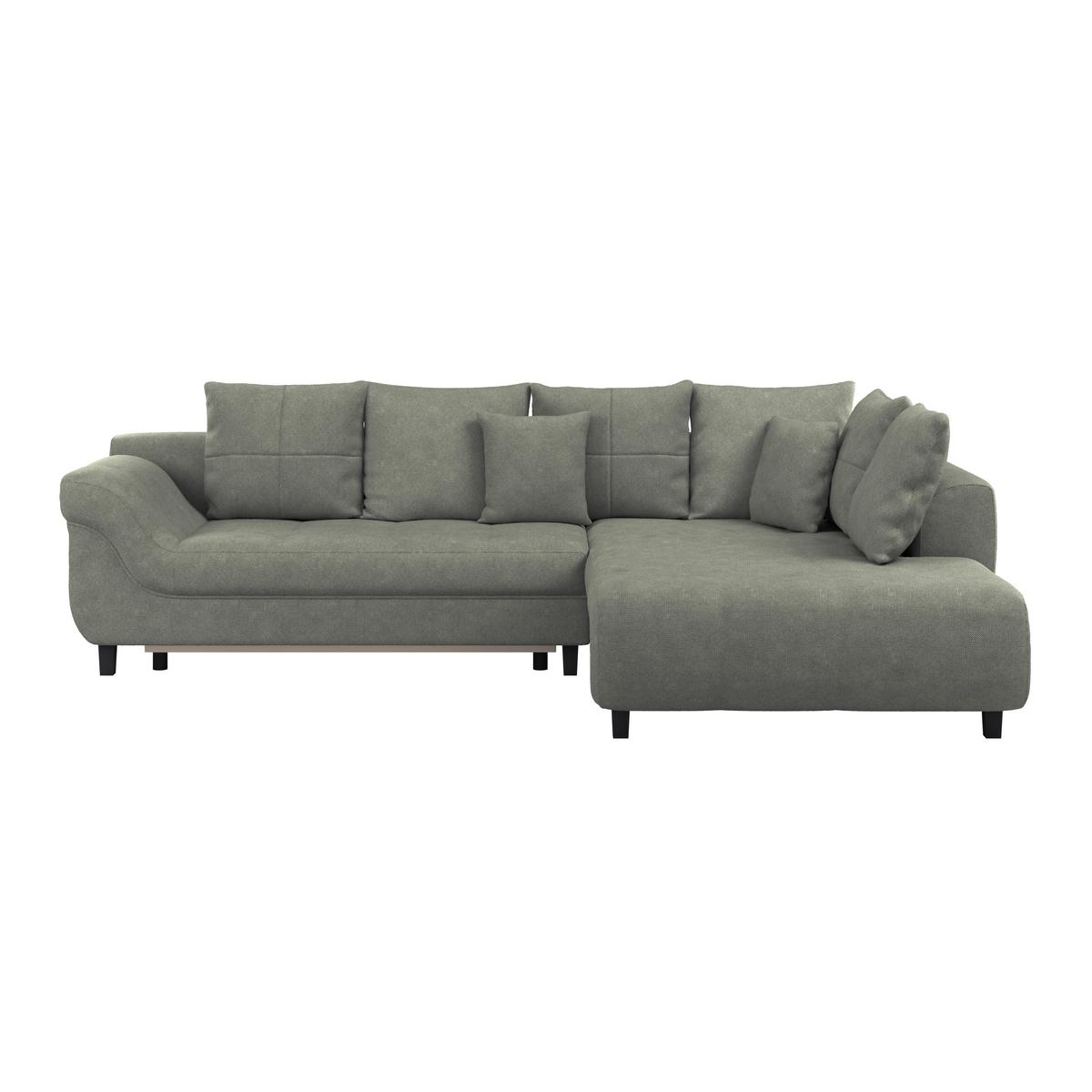 Ecksofa Mendoza - Schwarz/Grau, Design, Textil (309/197cm) - Ondega