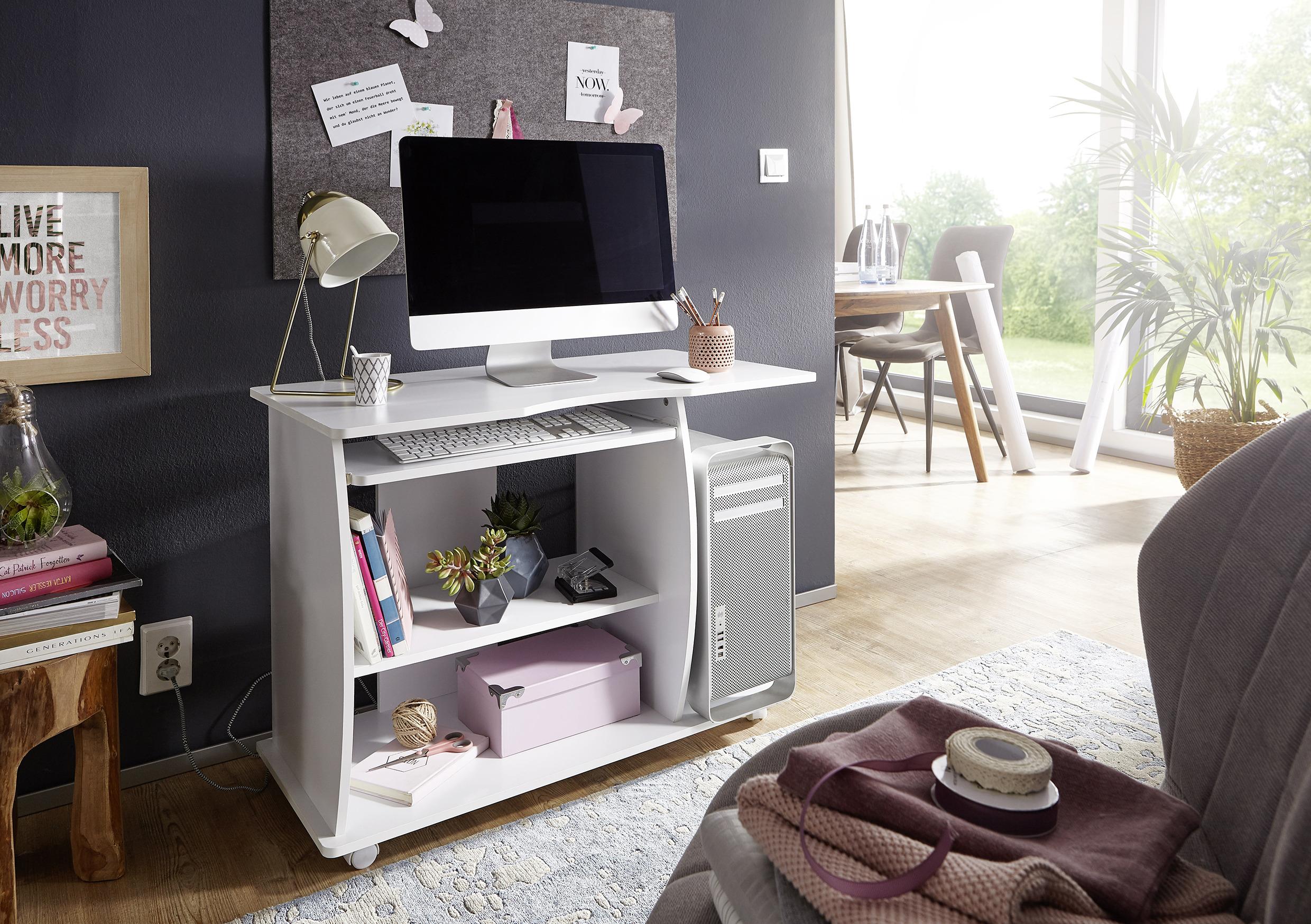 Computertisch Auf Rollen B 90cm H 71cm Diana, Weiß