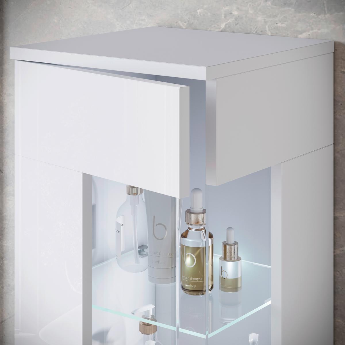 Badezimmer Narobi Weiß B: 120,4 cm - Weiß Hochglanz/Weiß, Trend, Glas/Keramik (120,4cm) - P & B