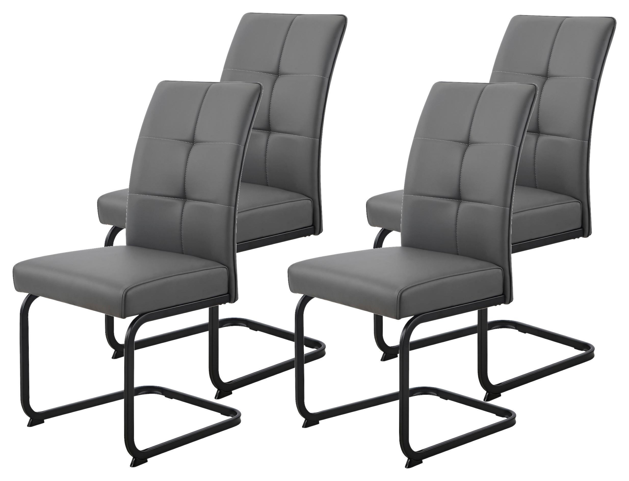 SCHWINGSTUHL-SET MALTA II S 4ER-SET - Schwarz/Grau, MODERN, Textil/Metall (46/97/61cm) - P & B