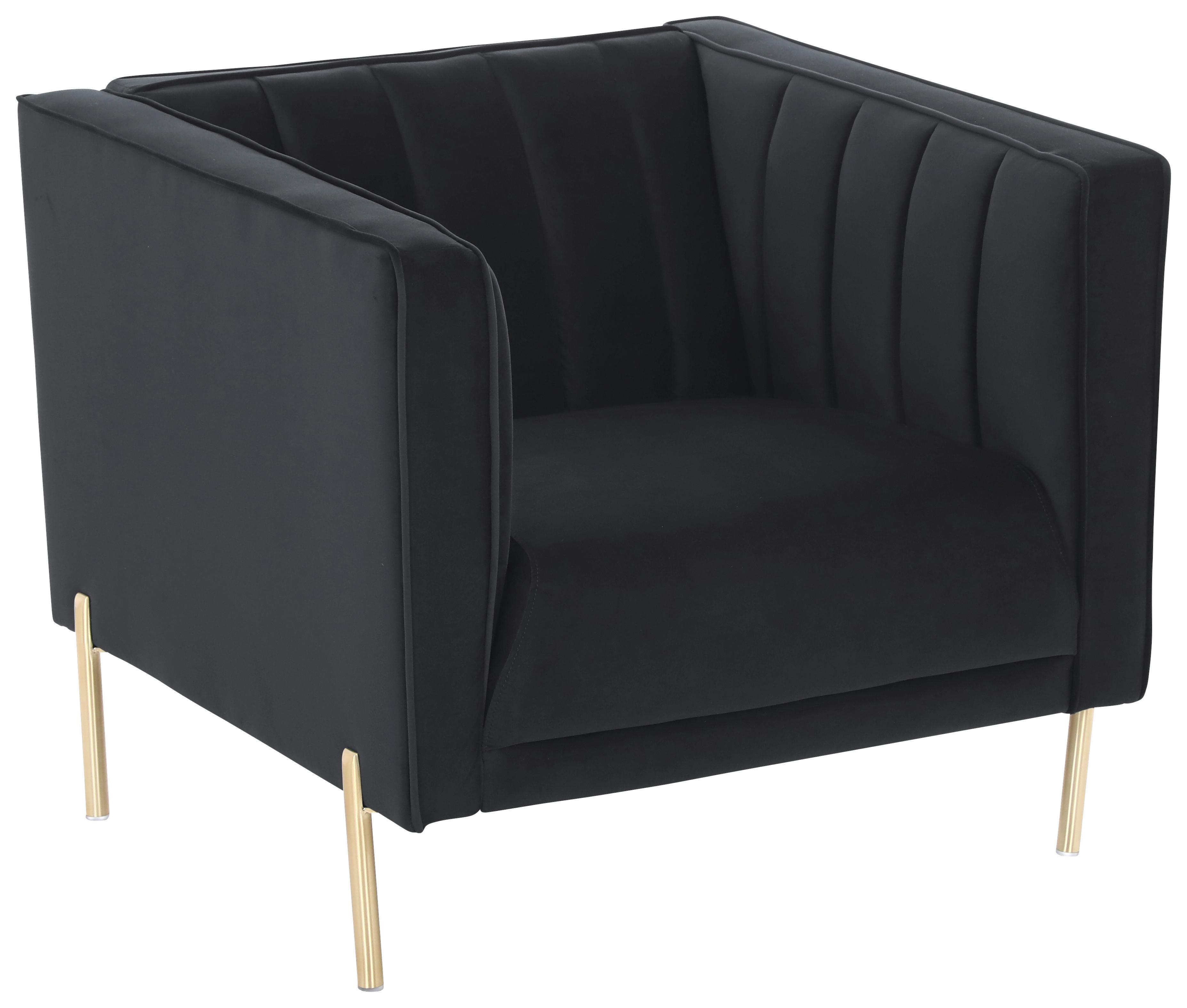 Sessel Sono - Goldfarben/Schwarz, Design, Textil (101/75/85cm) - Livetastic