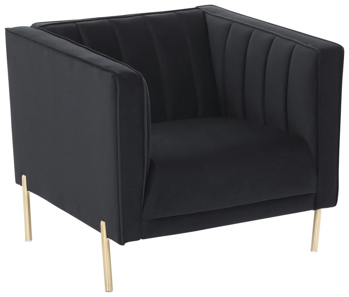 Sessel Sono - Goldfarben/Schwarz, Design, Textil (101/75/85cm) - Livetastic