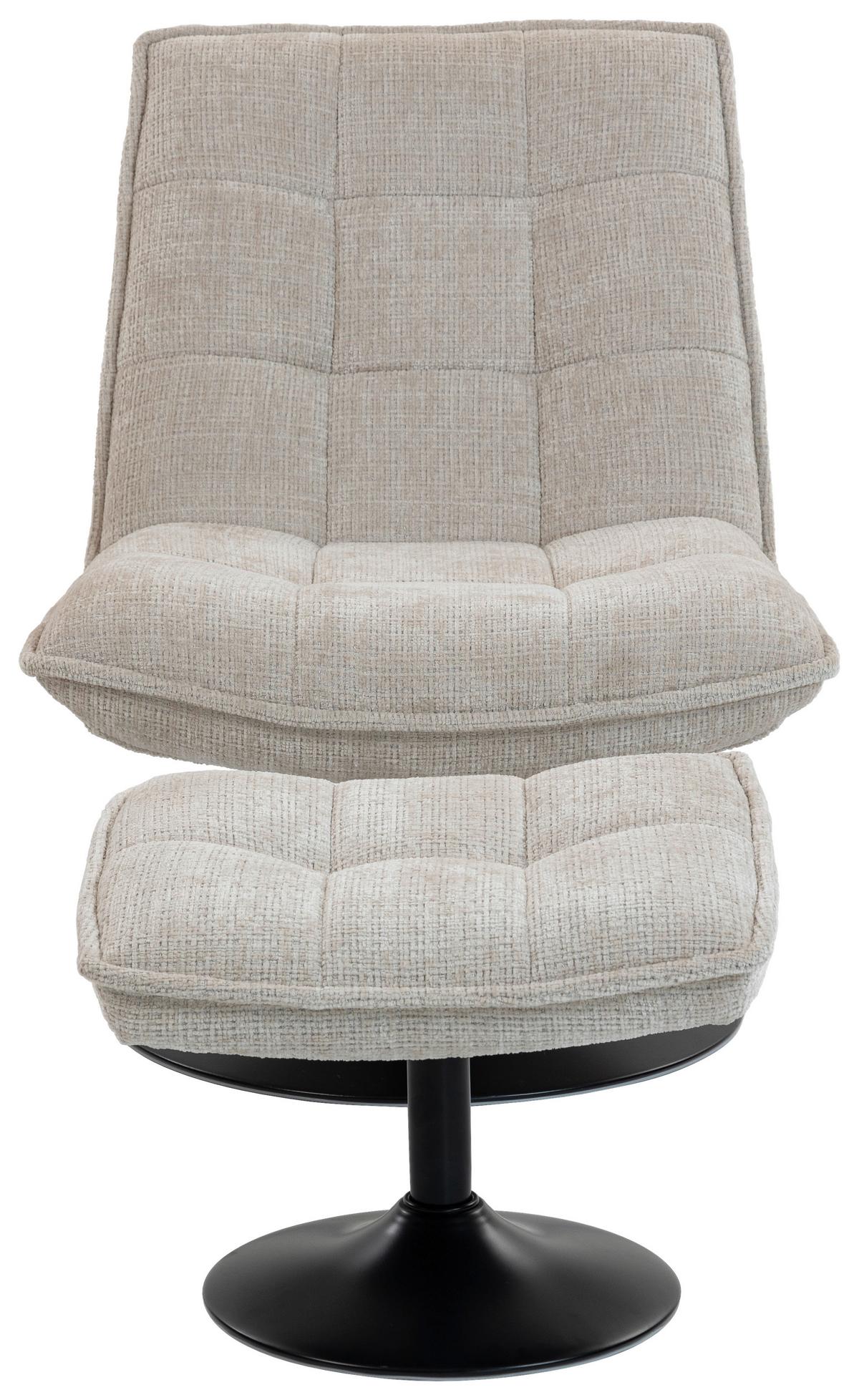 Relaxliege Kairo Creme Sitzfläche drehbar, B: 71 cm - Creme/Schwarz, MODERN, Holz/Textil (71/88/89cm)