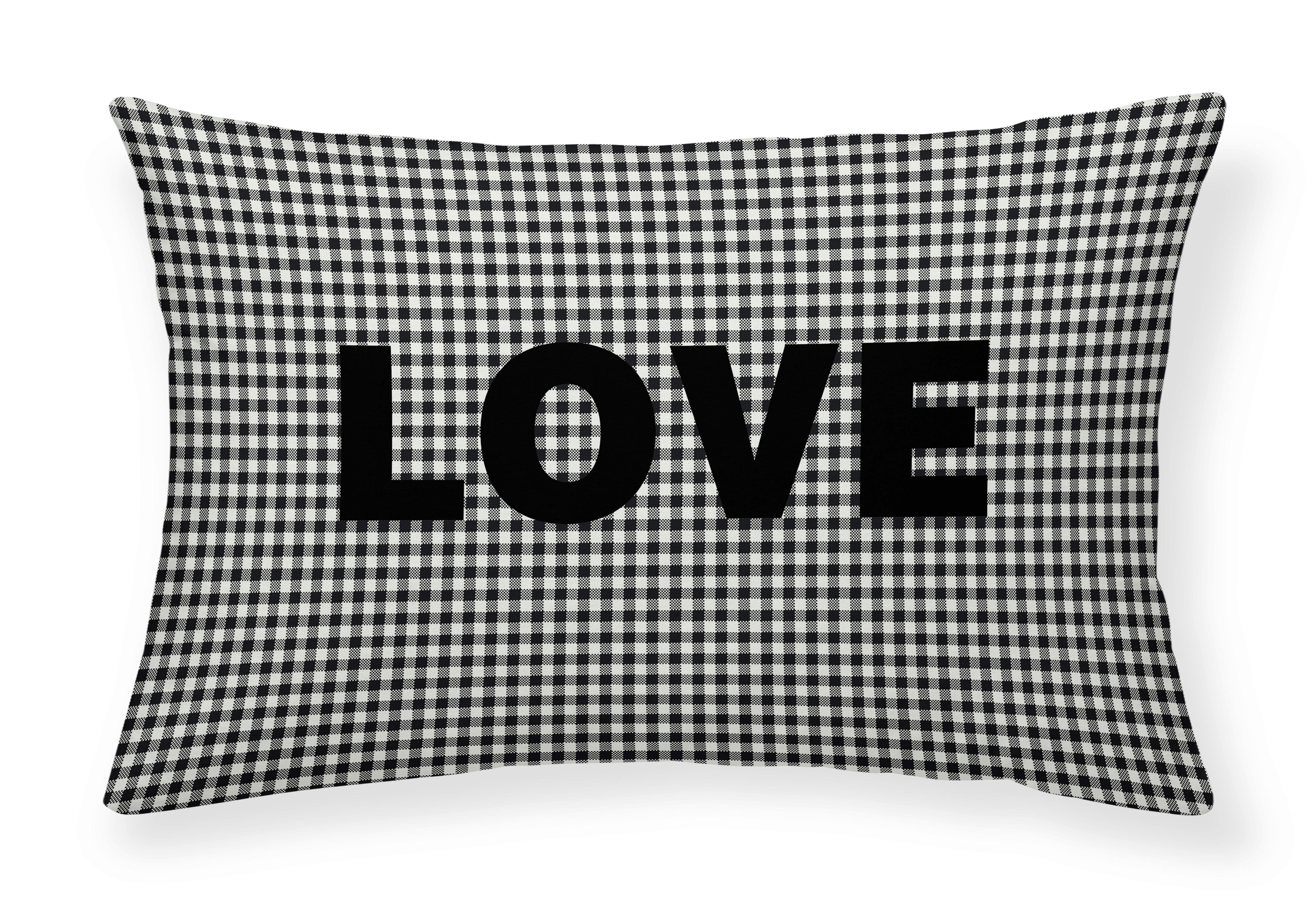 DEKORAČNÝ VANKÚŠ VICHY LOVE - čierna/biela, textil (30/50/6cm)