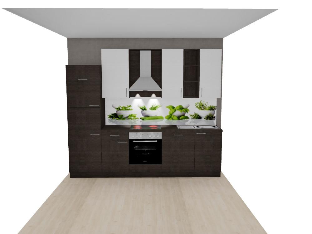 Küchenzeile Plan mit Geräten B: 280 cm Eiche Dekor/Weiß - Trend, Holzwerkstoff (280cm) - Express