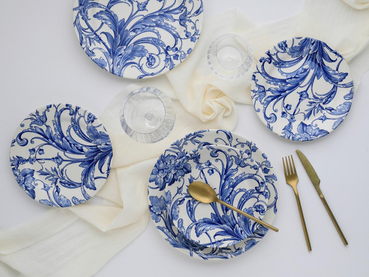 Tafelservice Venecia Blau Blau, Weiß L: 31 Cm - Blau/Weiß, Basics, Keramik (31/30/32cm) - Creatable