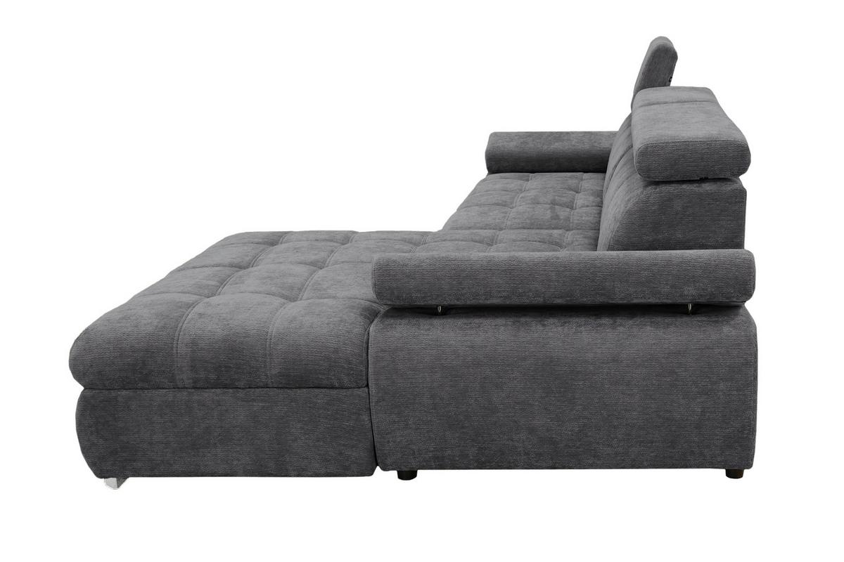 Rohová sedačka VEGAS, pravá, tmavosivá ženilka - strieborná/tmavosivá, Design, drevo/textil (294/173cm)