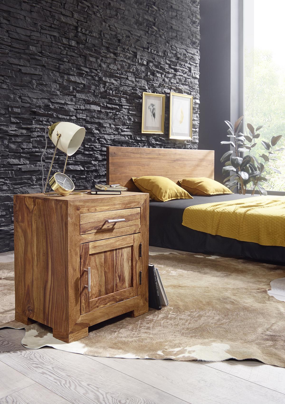 Nachtkästchen Sheesham Massiv H: 60 Cm Mumbai - Sheeshamfarben, KONVENTIONELL, Holz (50/60/40cm) - MID.YOU