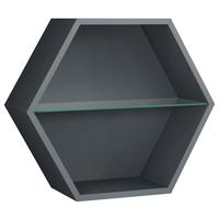 Wandregal Edge - Anthrazit, Trend, Glas/Holzwerkstoff (51/44/19cm)