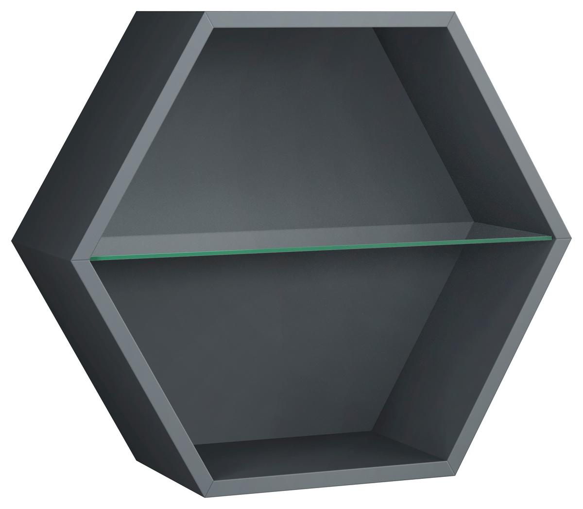 Wandregal Edge - Anthrazit, Trend, Glas/Holzwerkstoff (51/44/19cm)