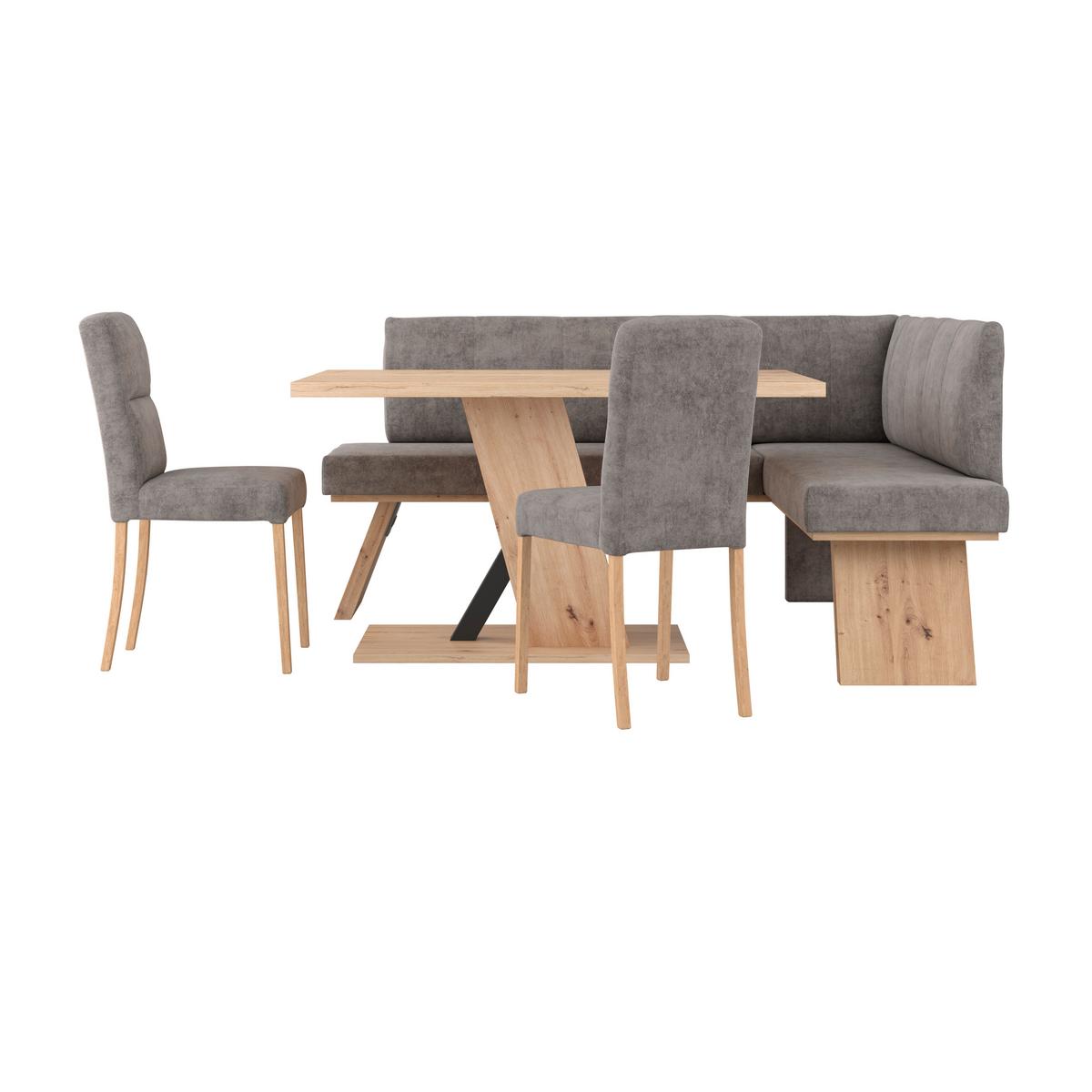 Eckbank Emma Ii Webstoff Grau, B: 160 Cm - Eichefarben/Grau, KONVENTIONELL, Holzwerkstoff/Textil (160/140cm)