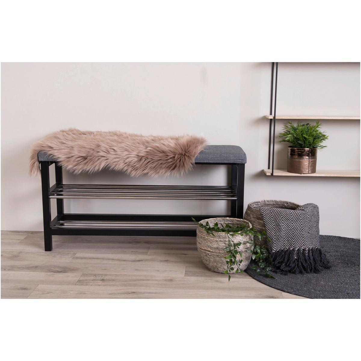SCHUHBANK Padova, Schwarz B: 100 cm - Schwarz/Grau, Design, Holz/Textil (100/50/34cm) - MID.YOU
