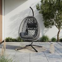 ZÁVĚSNÉ KŘESLO AMY - tmavě šedá/přírodní barvy, Moderní, kov/textil (95/196/103cm)