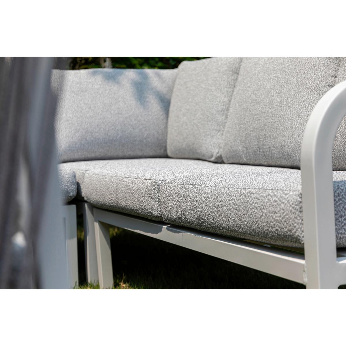 DINING-LOUNGESET HARVEY XL - Weiß/Grau, MODERN, Glas/Textil - Gardenson