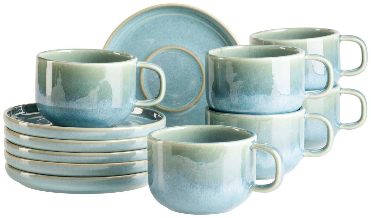Tassenset Cordelia Grün, 12-Teilig - Grün, Trend, Keramik - Mäser