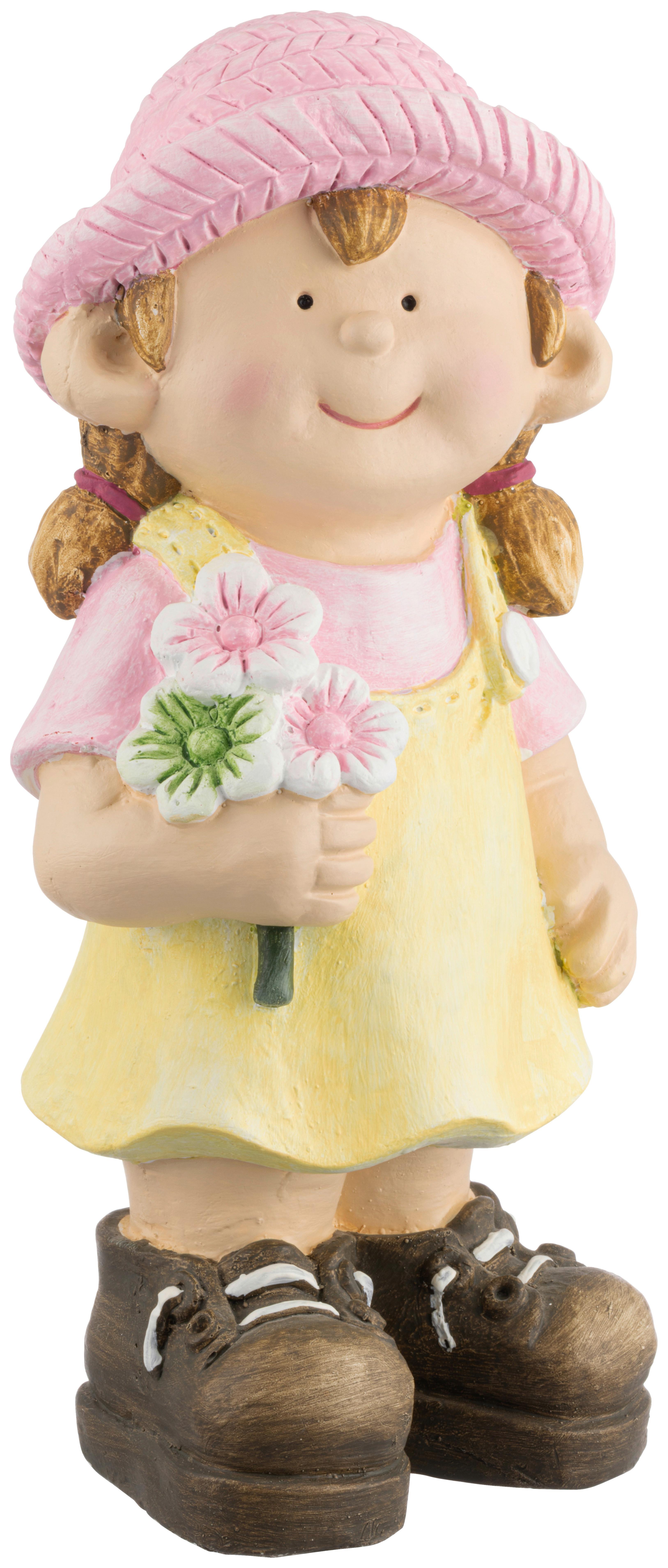 Dekofigur Kind Klara - Pink/Grün, KONVENTIONELL, Stein (18/14,5/37cm) - Luca Bessoni