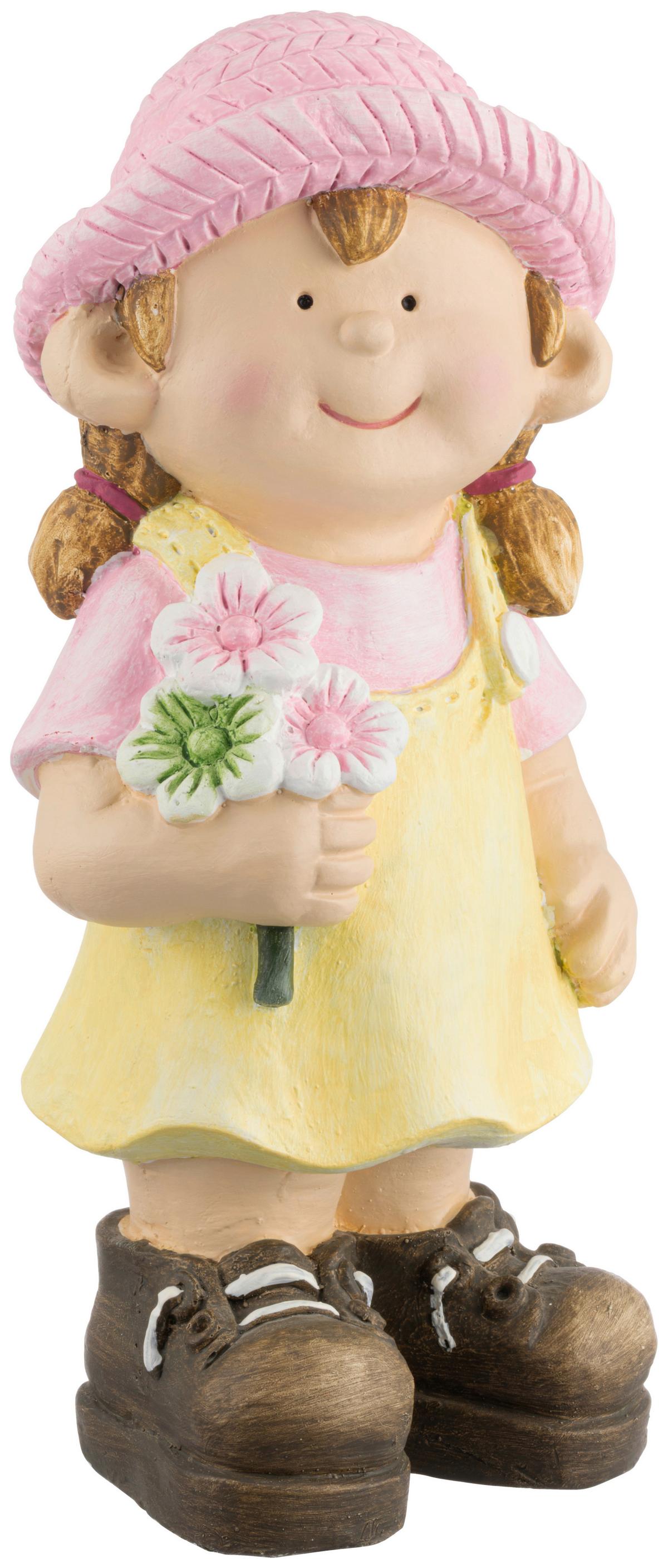 Dekofigur Kind Klara -Paz- - Pink/Grün, KONVENTIONELL, Stein (18/14,5/37cm) - Luca Bessoni