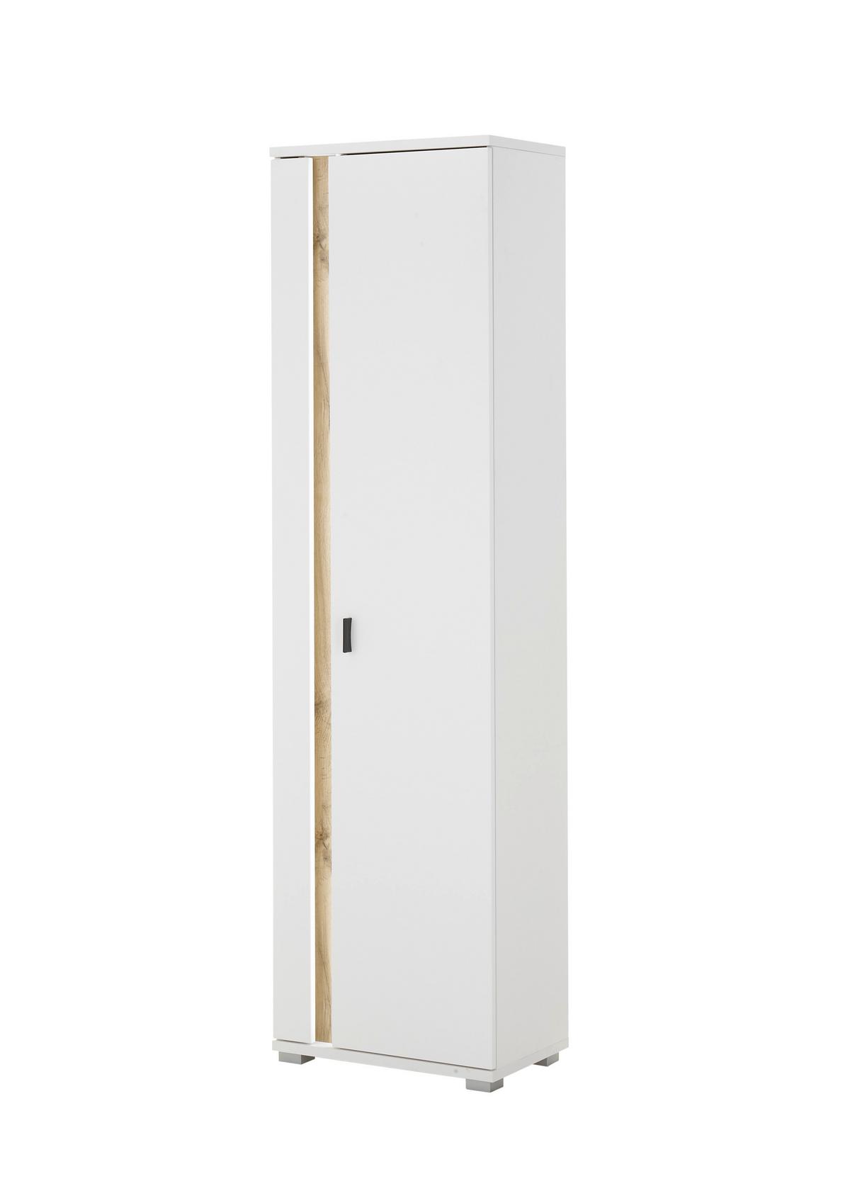 Highboard Long Island Weiß/Eiche Wotan B: 55 cm - Silberfarben/Eiche Wotan, Design, Holzwerkstoff (55/200/35cm) - MID.YOU