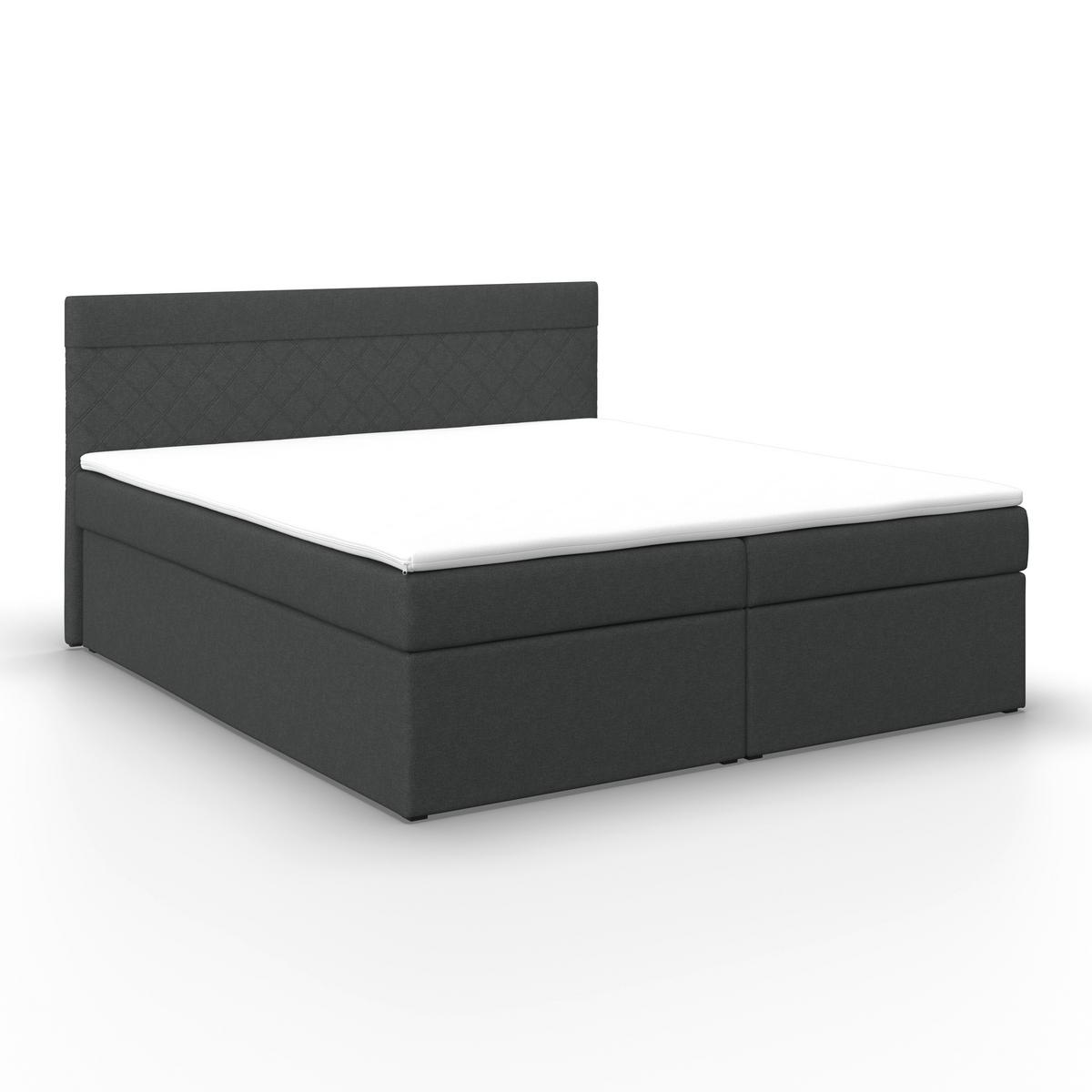 Boxspring posteľ s topperom Rosa, 180x200, antracitová - čierna/tmavosivá, Modern, drevo/kompozitné drevo (180/200cm) - Bessagi Home