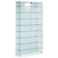 Vitrine Relas B: 59 cm grifflos Weiß - Transparent/Schwarz, Design, Glas/Holzwerkstoff (59/114/17cm) - MID.YOU
