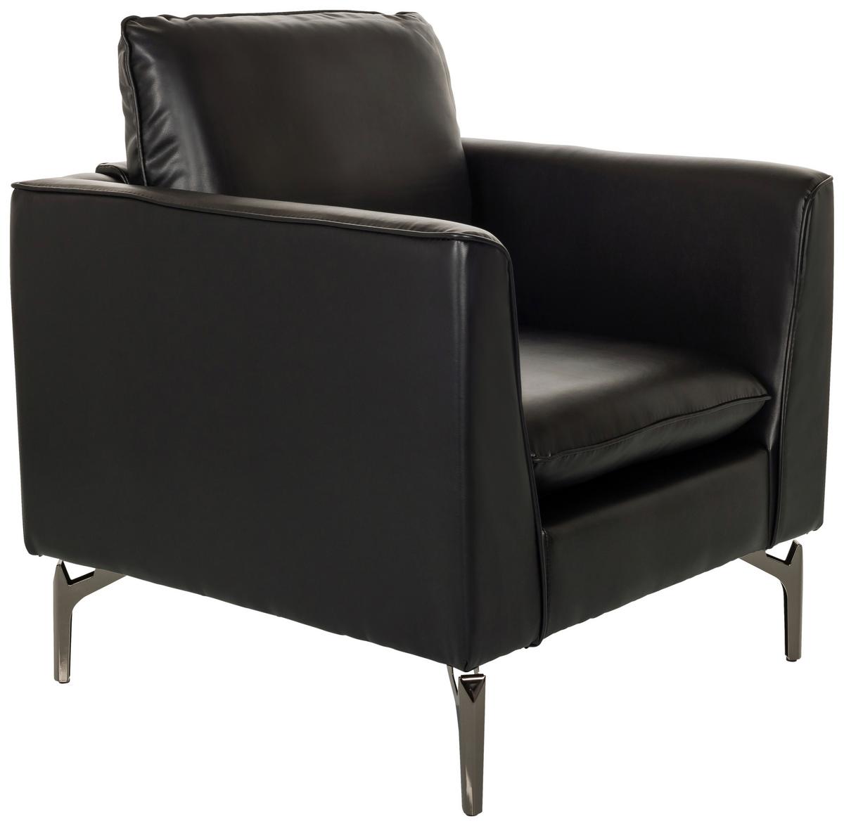 Sessel Bavero Schwarz B: 75 Cm - Schwarz, MODERN, Leder (75/65/73cm) - MID.YOU