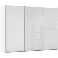 Schwebetürenschrank Fifty 3trg Weiß/weißglas, B: 301 Cm - Weiß, KONVENTIONELL, Glas/Holzwerkstoff (301/222/64cm) - Luca Bessoni
