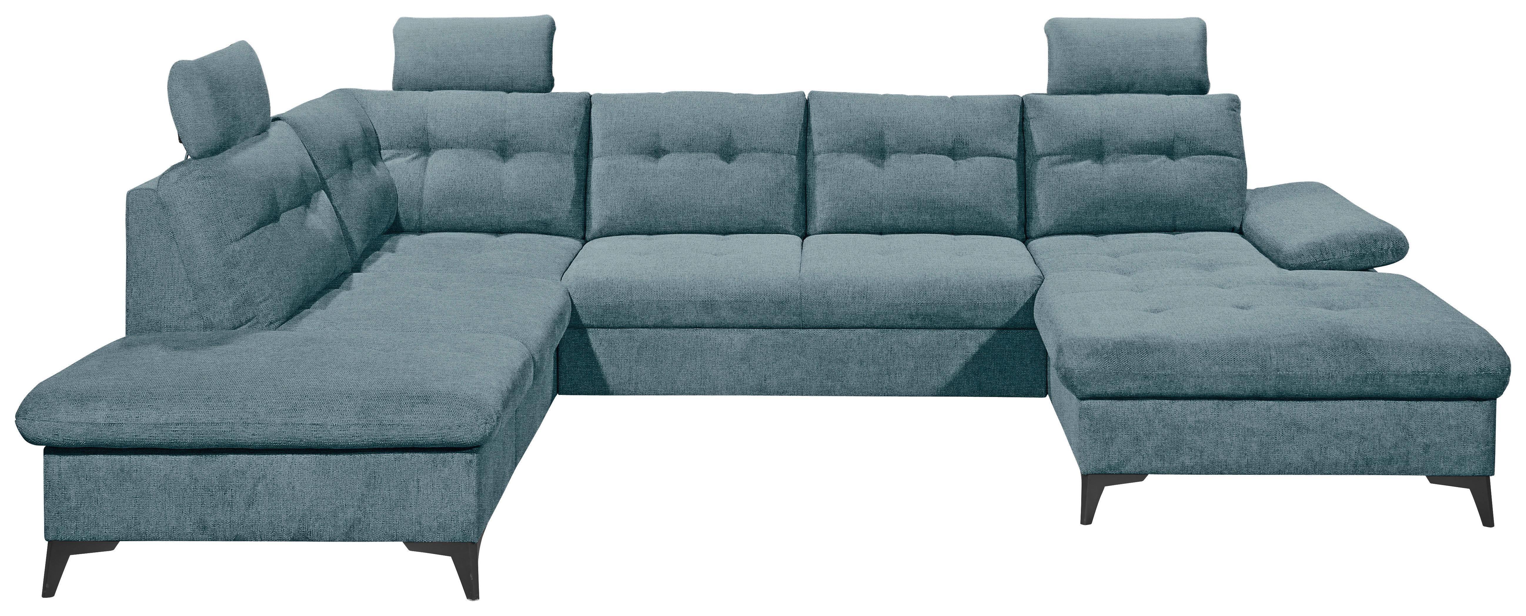 Wohnlandschaft Durban U Blau U: 218/324/170 cm - Blau/Schwarz, KONVENTIONELL, Textil (218/324/170cm) - MID.YOU