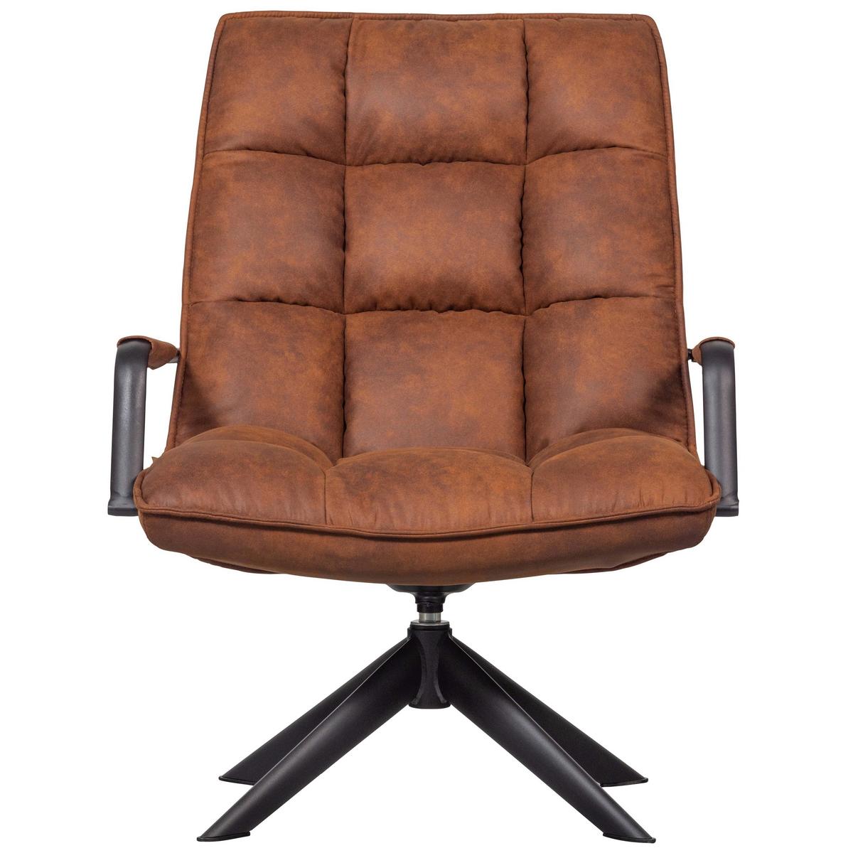 Sessel Jouke Cognac B: 77cm - Cognac/Schwarz, Design, Textil/Metall (77/97/69cm) - Livetastic