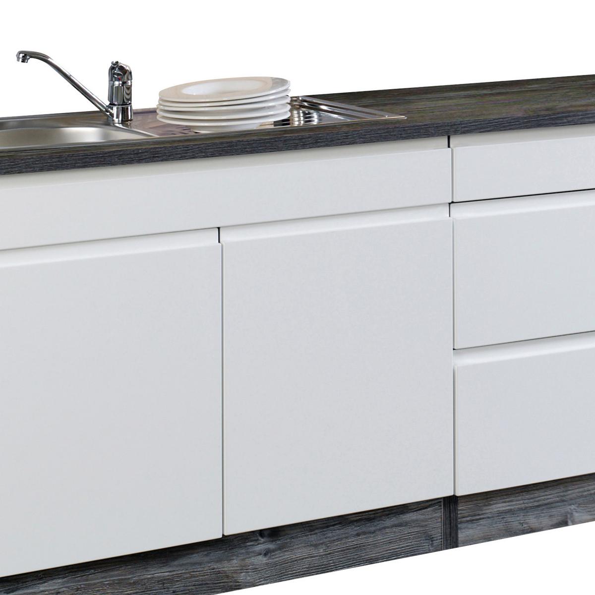 Küchenzeile Cardiff ohne Geräte 270 cm Weiß/Vintage - Weiß Hochglanz/Grau, Basics, Holzwerkstoff (270cm) - Held