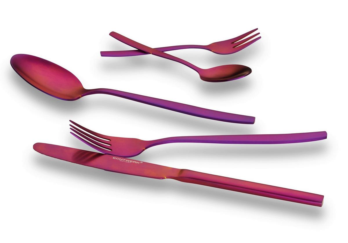 Besteckset Echtwerk Edelstahl 18/10, 30tlg. - Lila/Rot, Basics, Metall (1,22kg) - Echtwerk