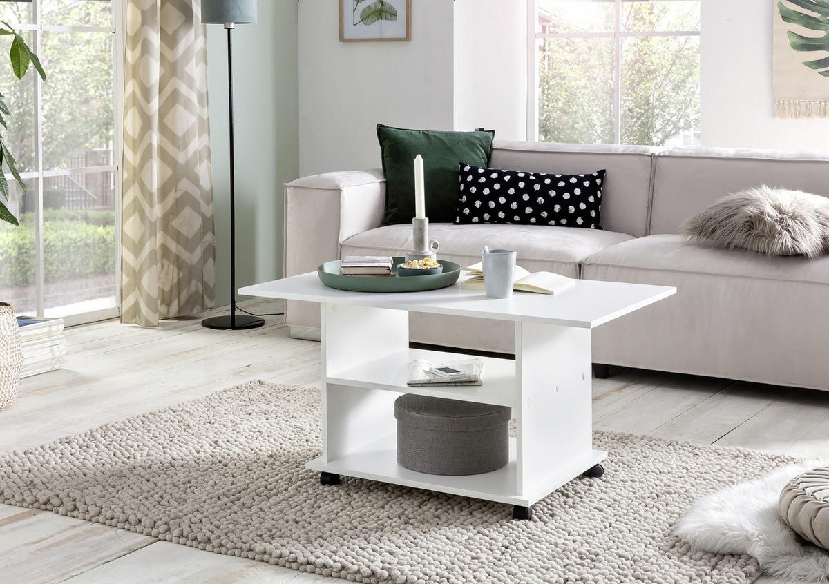 Konferenční stůl bílý - bílá, Moderní, kompozitní dřevo/plast (95/54,5/51cm) - MID.YOU