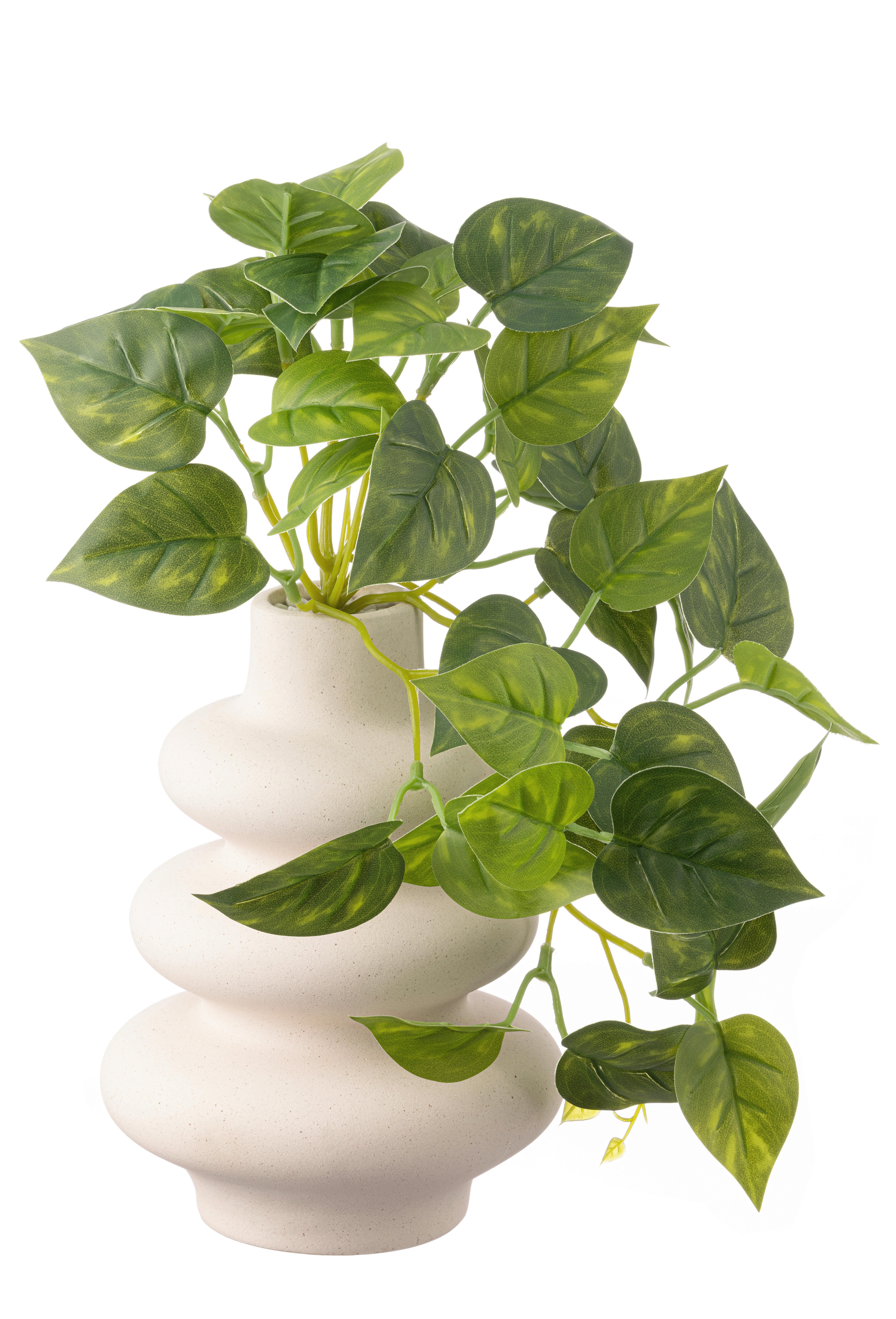 KUNSTPFLANZE DIN - Creme/Grün, KONVENTIONELL, Keramik/Kunststoff (20/34cm) - Luca Bessoni